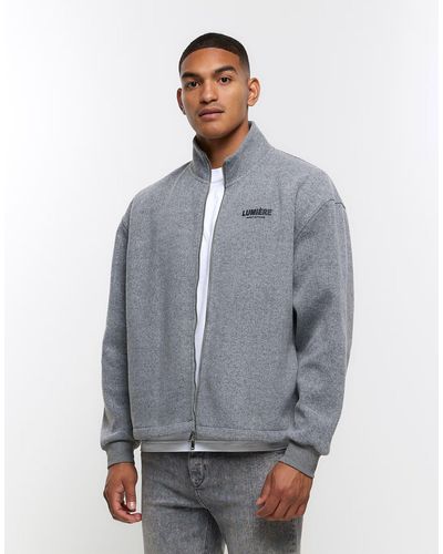 River Island Zip Up Sweatshirt - Grey