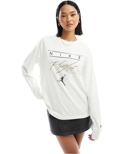 Nike T-shirt imprimé à manches longues - cassé - Blanc
