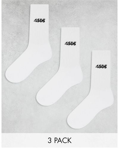 ASOS 4505 Icon 3 Pack Anti Bacterial Crew Sport Socks - White