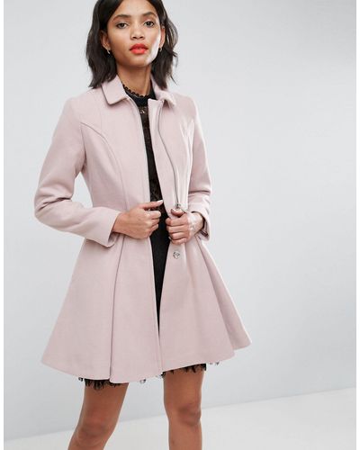 ASOS ASOS – Swing-Mantel mit langem Rock und Reißverschluss vorne - Pink
