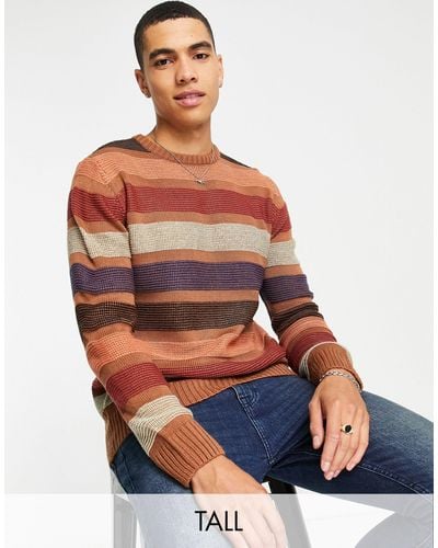 Le Breve Tall Color Wave Knit Sweater - Red