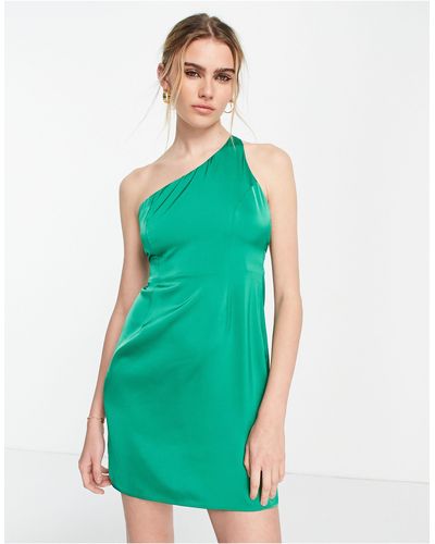 Lola May Satin Double Strap Back Mini Dress - Green