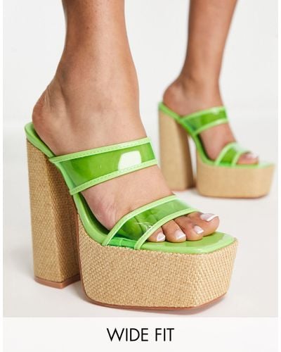 Public Desire Carley - sandales en raphia à semelle plateforme - Vert