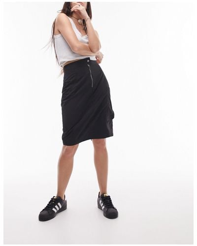 TOPSHOP Cargo Midi Skirt - Black