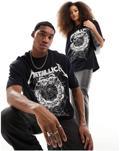 ASOS T-shirt oversize unisex nera con stampa dei metallica su licenza - Nero