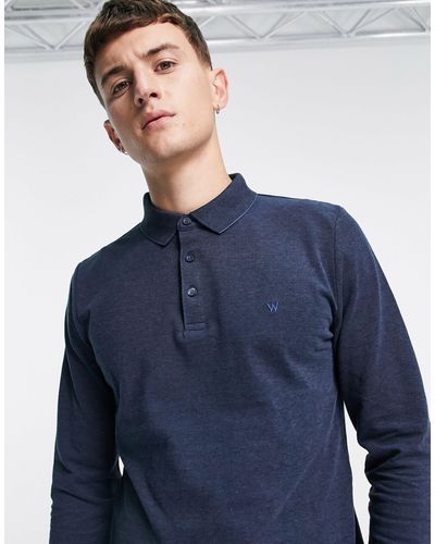 Wrangler Long Sleeve Polo Shirt - Blue