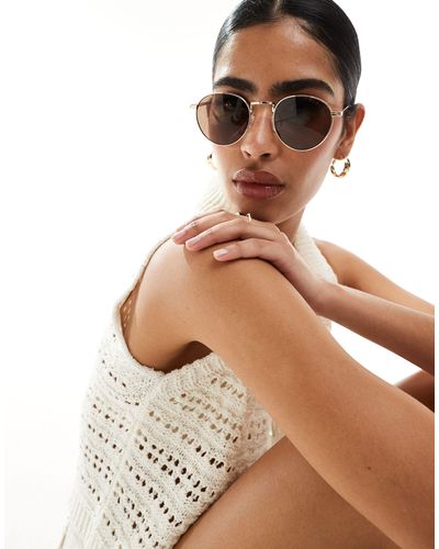 Vero Moda – sonnenbrille mit rundem gestell - Braun