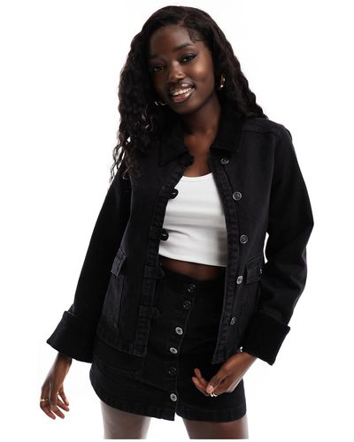 Nobody's Child Denim Trucker Jacket With Cord Trims Co-ord - Black