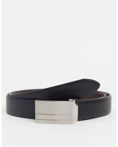 French Connection Rectangle Reversible Belt - White