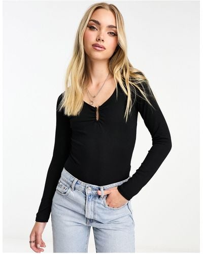 New Look U Ring Detail Bodysuit - Black