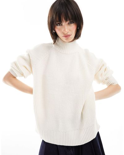 Noisy May High Neck Knitted Sweater - White