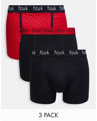 French Connection Set Van 3 Boxershorts - Rood