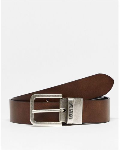 Levi's Men's 38MM Wide Plaque Bridle Leather Belt With Snap Closure