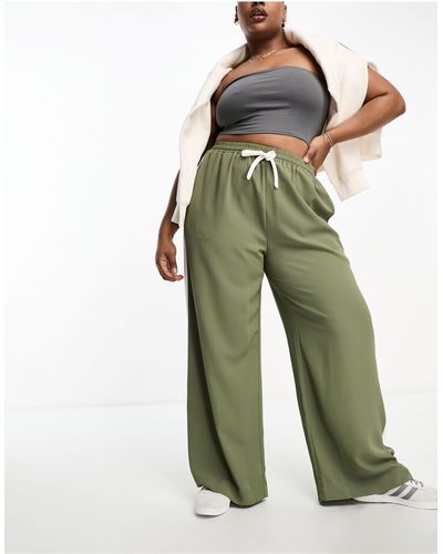 ASOS Asos Design Curve Pull On Trouser With Contrast Panel - Green