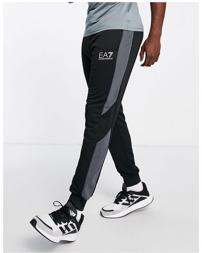 EA7 Armani - - joggingbroek Met Zilveren Logo - Zwart
