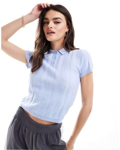 ASOS Knitted Polo Top - Blue