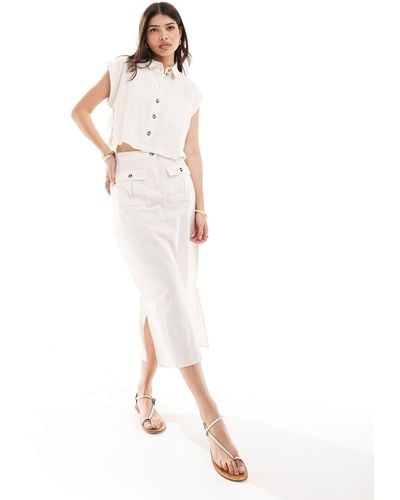 Vero Moda Linen Midi Skirt Co-ord - White