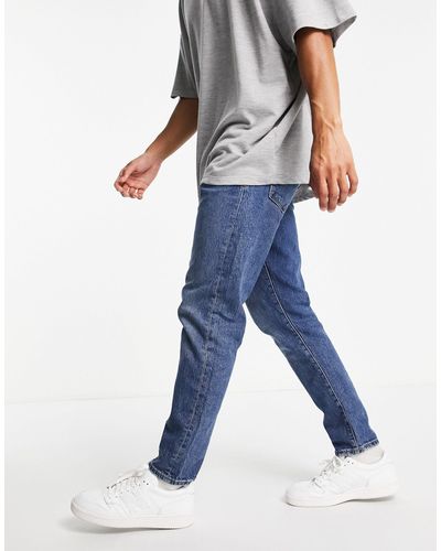 SELECTED – schmal zulaufende jeans aus baumwolle mit schmalem schnitt - Blau