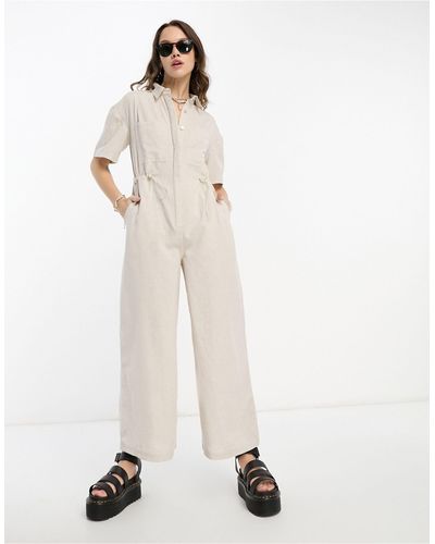 Reclaimed (vintage) Jumpsuit With Drawstrings - White