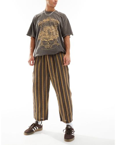 Reclaimed (vintage) Pantalon ample à enfiler coupe courte et large - rayures - Multicolore