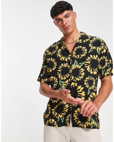 Pull&Bear Overhemd Met Zonnebloemenprint - Groen