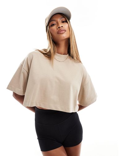 ASOS 4505 Icon Boxy Heavyweight Cropped T-shirt With Quick Dry - Natural