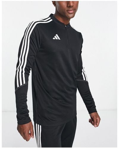 adidas Originals Adidas football - tiro 23 - t-shirt nera e bianca a maniche lunghe - Nero