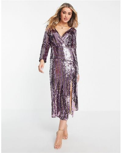 French Connection Fiki Sequin Dress - Purple