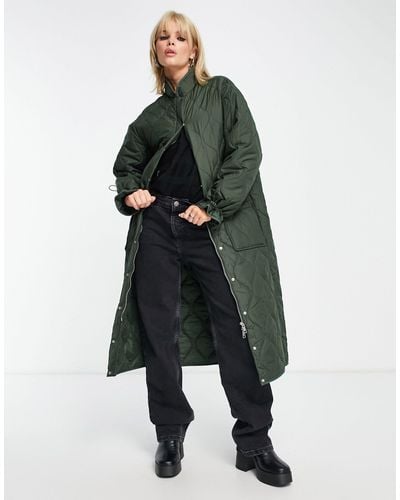 Object Onion Quilted Midi Coat - Green