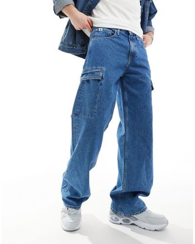 Calvin Klein 90's Loose Cargo Jeans - Blue