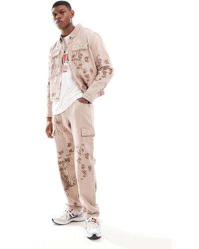 Liquor N Poker Floral Twill Cargo Trousers - White