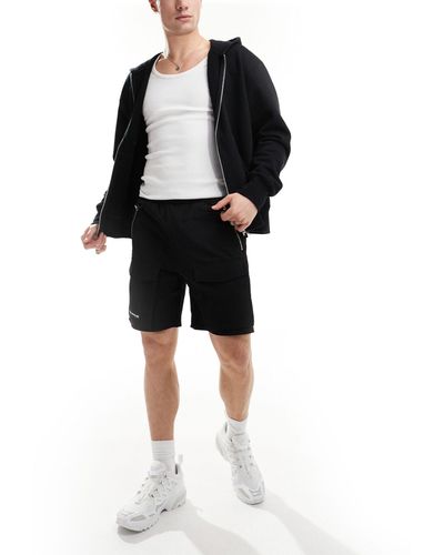 The Couture Club Contrast Paneled Cargo Short - Black