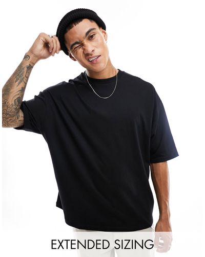 ASOS – übergroßes t-shirt mit rundhalsausschnitt - Schwarz