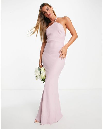 ASOS Bridesmaid Soft Halter Bias Maxi Dress - Pink