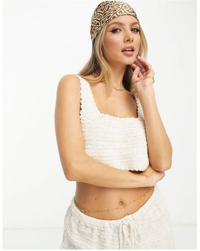 Rip Curl Rip Curl Oceans Together Crochet Beach Crop Co-ord Top - White