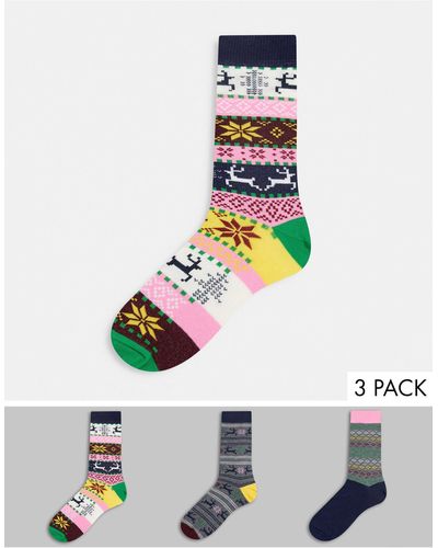 ASOS Ankle Socks With Fairisle Designs - Multicolour