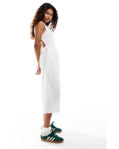 Reclaimed (vintage) Midi Dress With Tie Back - White