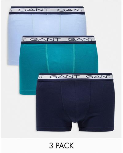 GANT Confezione da 3 paia di boxer aderenti navy, verdi e con fascia - Blu