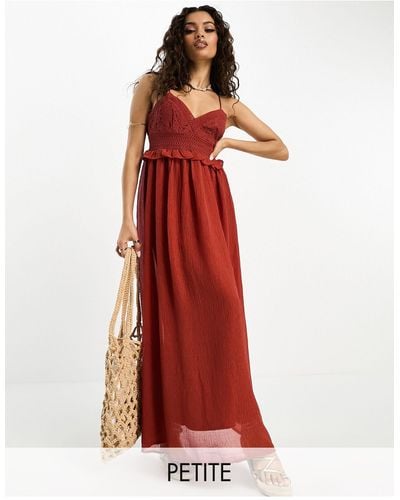 Vero Moda Lace Insert Cami Maxi Dress - Red