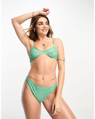 Daisy Street Hipster Bikini Bottoms - Green