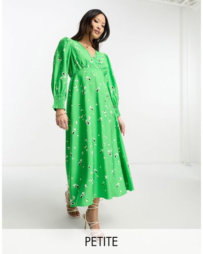 Y.A.S Petite Robe longue nouée dans le dos à fleurs - Vert