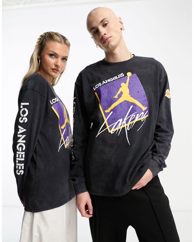 Nike Basketball Nba La Lakers - Uniseks T-shirt Met Grafische Print En Lange Mouwen - Zwart
