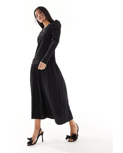Nobody's Child Gracie Long Sleeve Midi Dress - Black