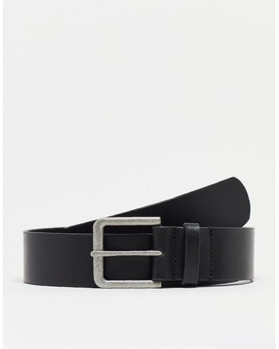 ASOS Smart Leather Belt With Burnished Silver Buckle - White