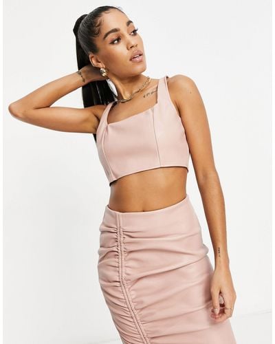 Missguided Co-ord Faux Leather Crop Top - Pink