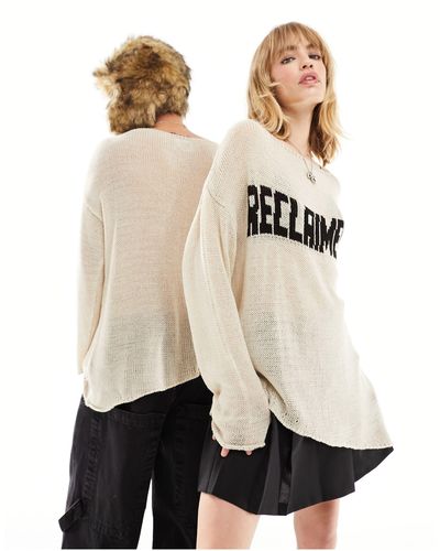 Reclaimed (vintage) Unisex Oversized Sweater With Logo - Natural