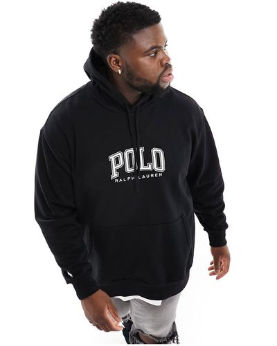 Polo Ralph Lauren Sudadera negra con capucha y logo universitario - Negro