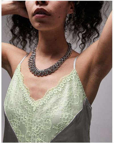 TOPSHOP Double Chain Necklace - Green