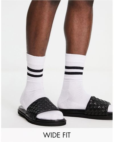 Red Tape Wide Fit Woven Sliders - Black
