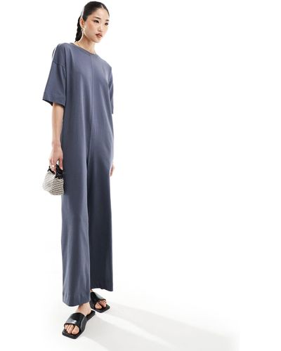 ASOS Oversized T-shirt Jumpsuit With Pockets - Blue